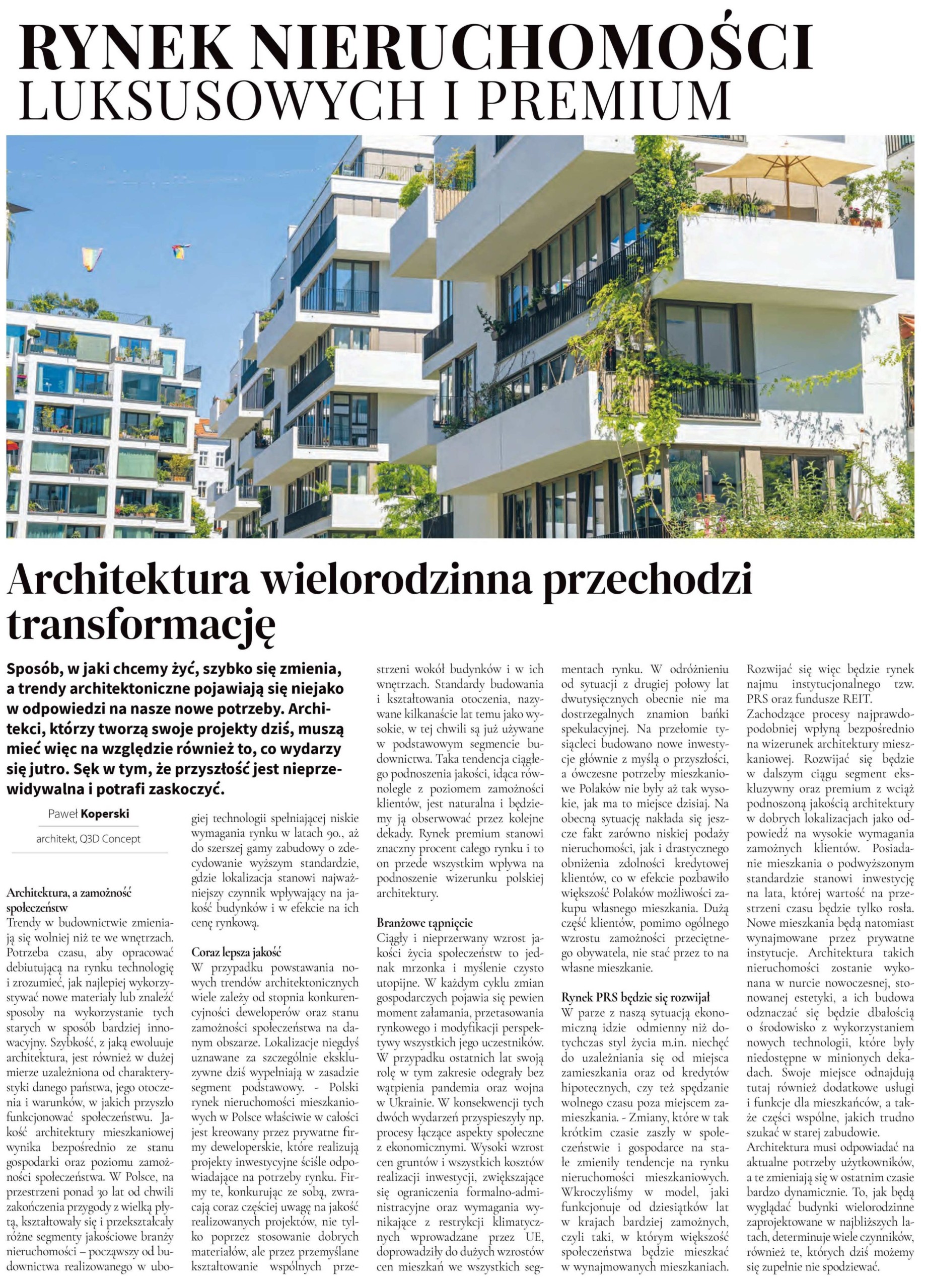Gazeta Finansowa: Architektura wielorodzinna przechodzi transformację