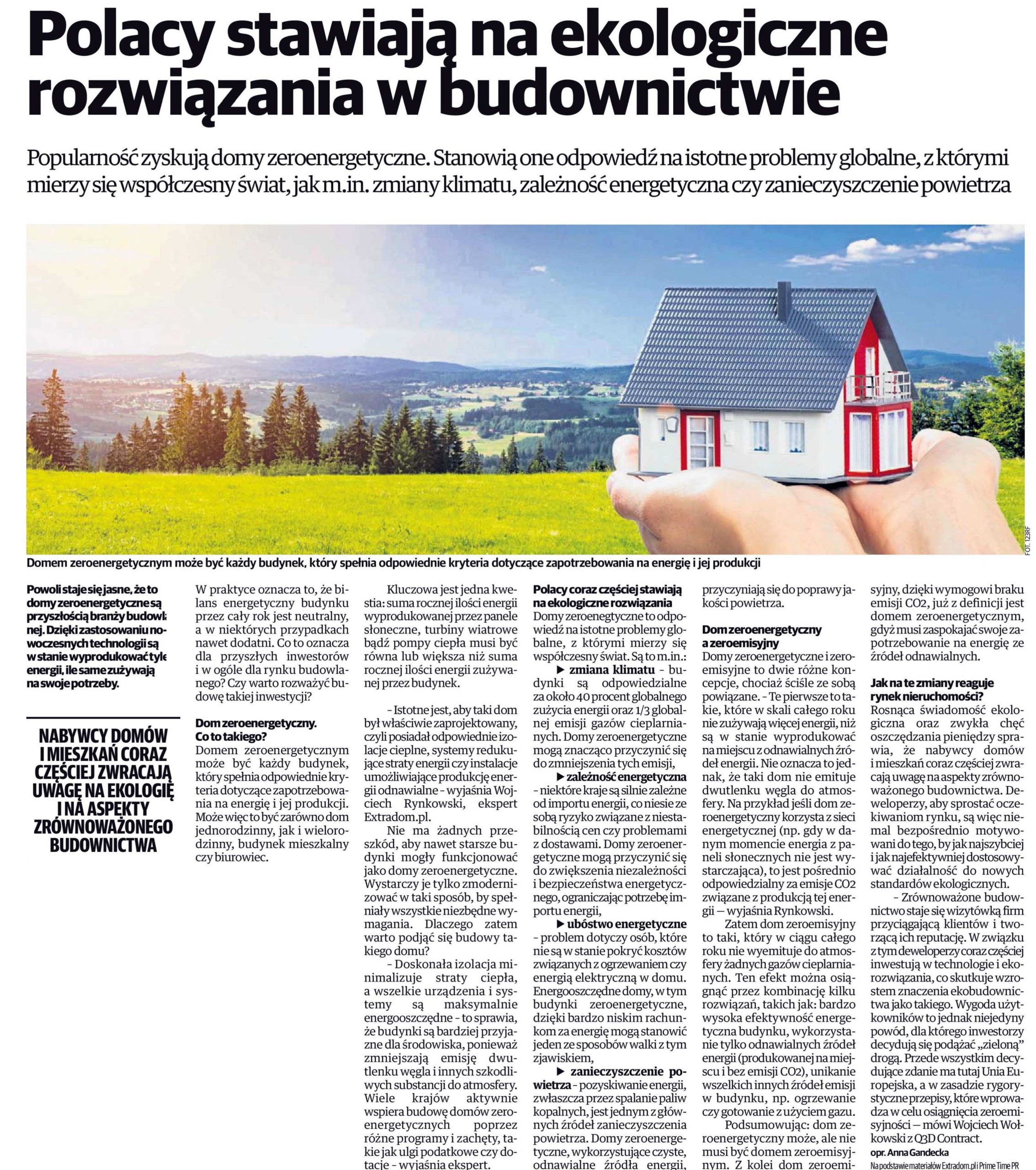 Dziennik Polski: Polacy stawiają na ekologiczne rozwiązania w budownictwie