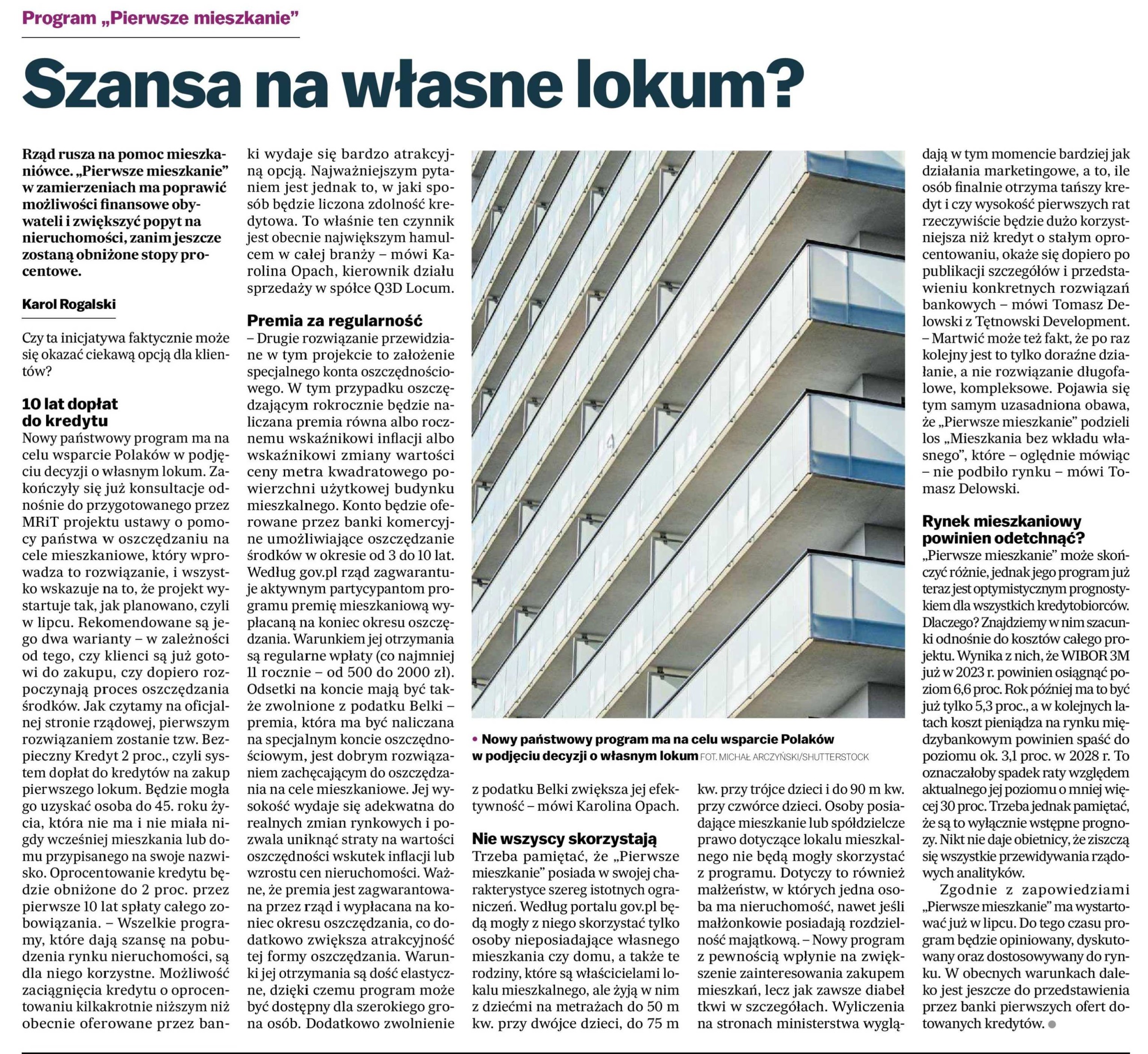 Gazeta Wyborcza: Szansa na własne lokum?