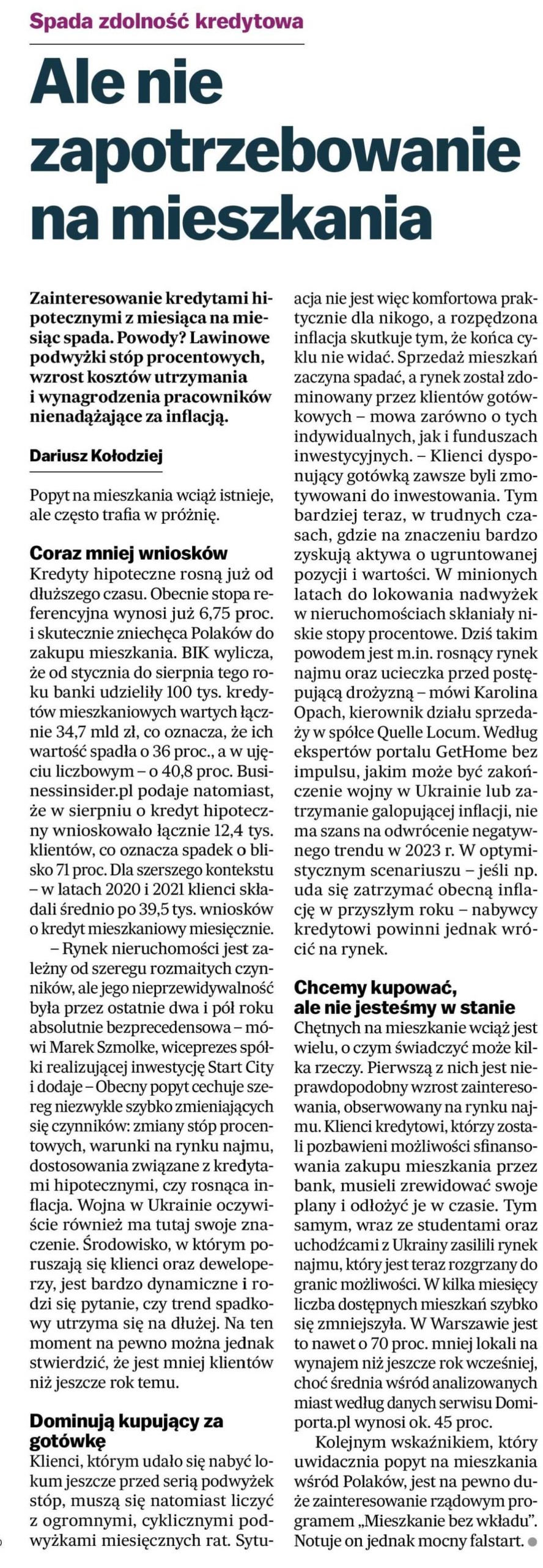 Spada zdolność kredytowa, ale nie zapotrzebowanie na nowe mieszkania