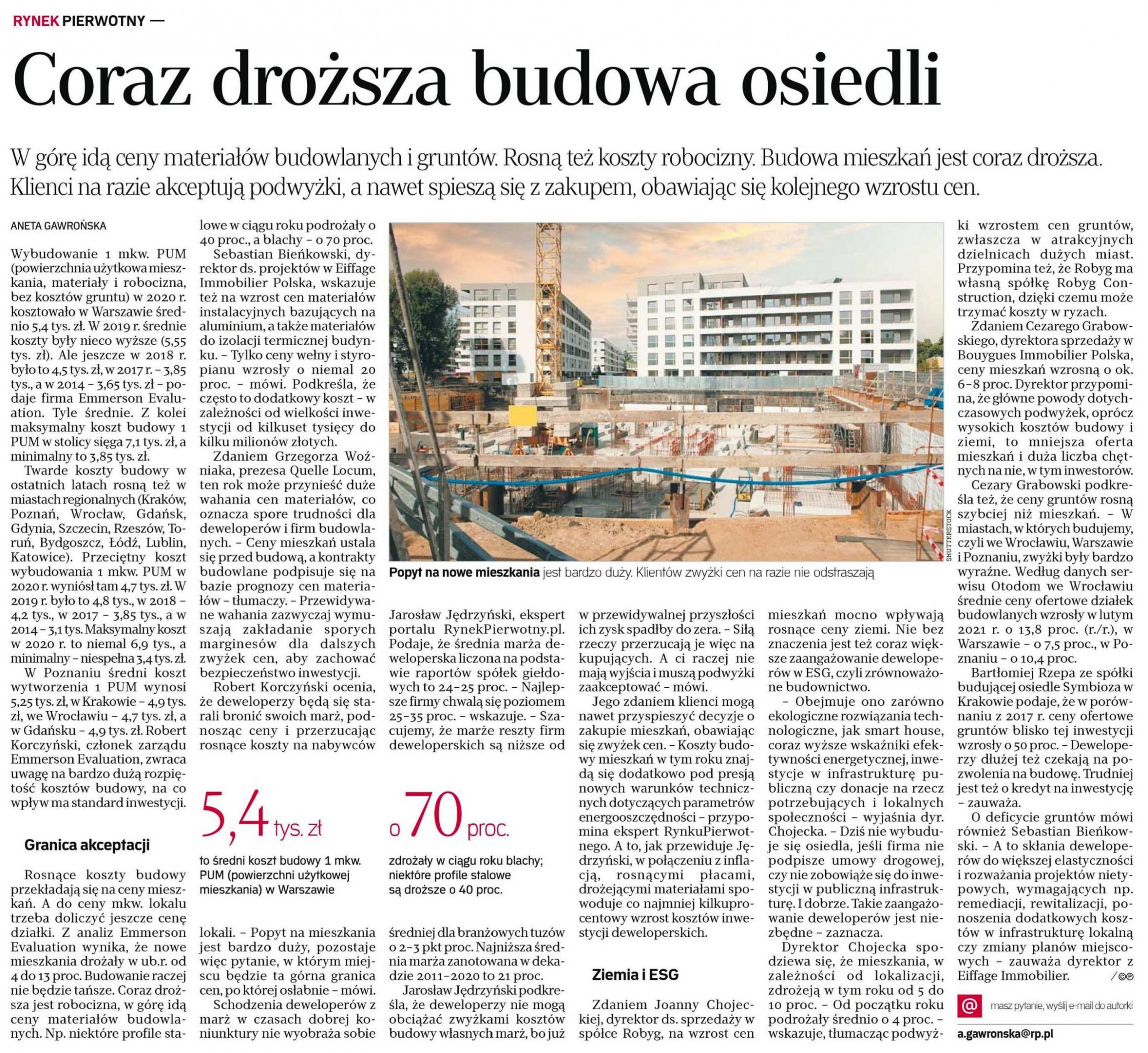 Coraz droższa budowa osiedli