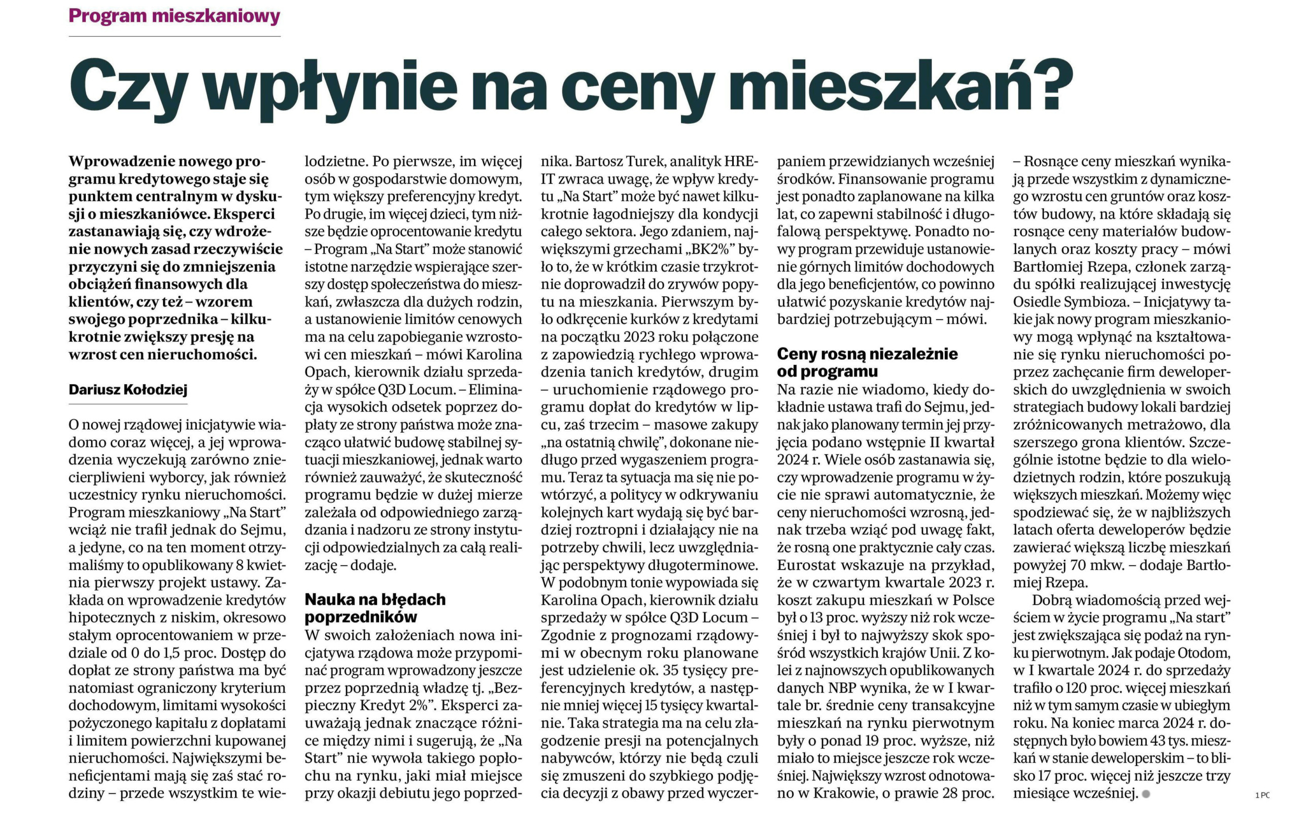 Gazeta Wyborcza: Program mieszkaniowy. Czy wpłynie na ceny mieszkań?