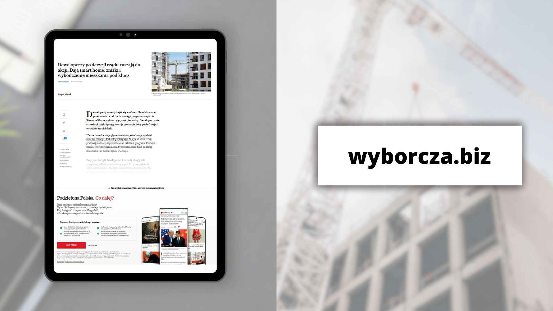Wyborcza.biz: Deweloperzy po decyzji rządu ruszają do akcji