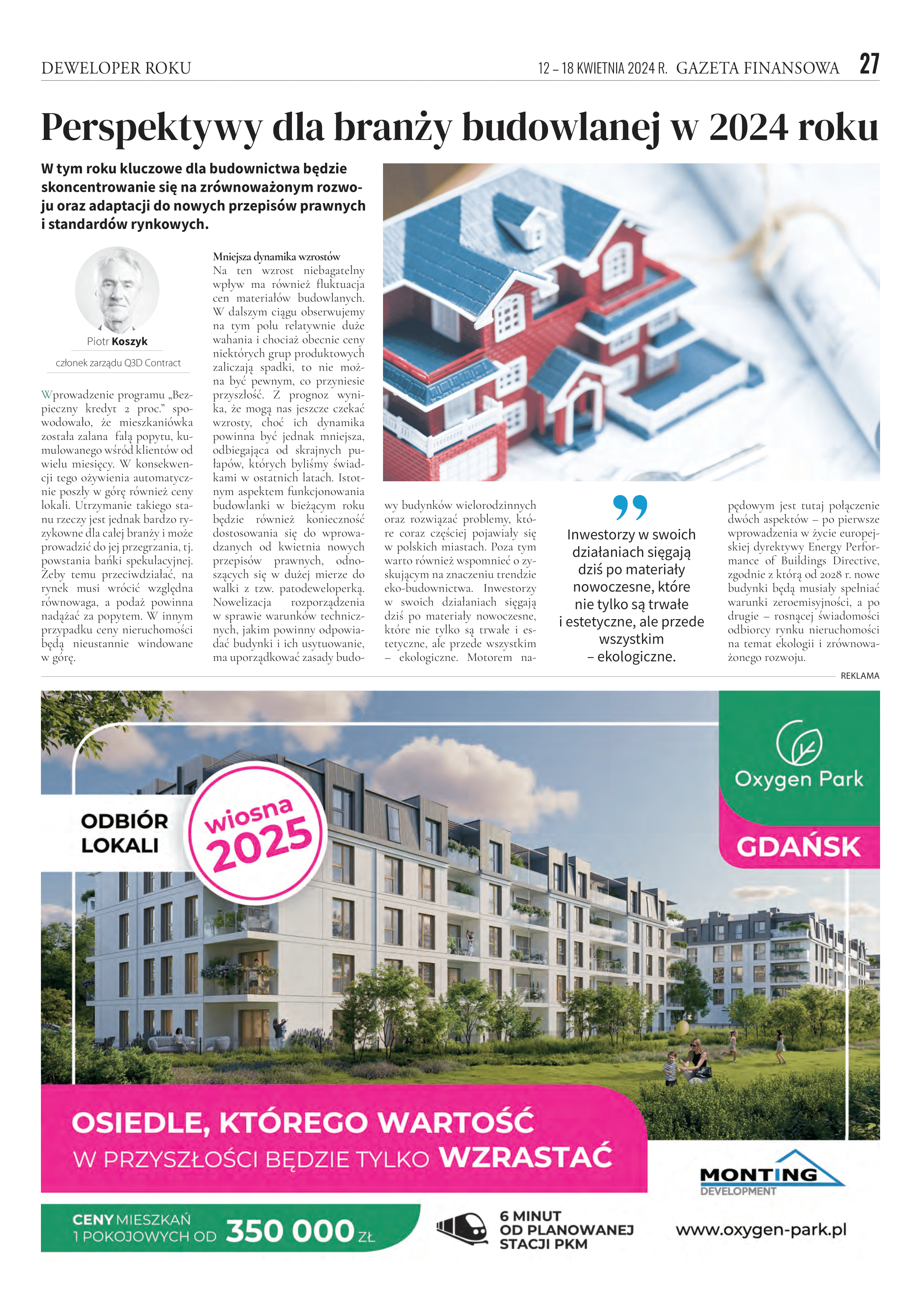 Gazeta Finansowa: Perspektywy dla branży budowlanej w 2024 roku