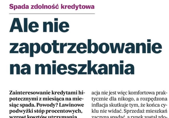 Spada zdolność kredytowa, ale nie zapotrzebowanie na nowe mieszkania