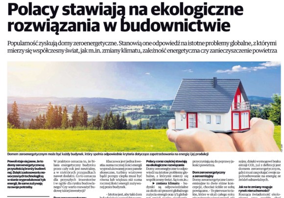 Dziennik Polski: Polacy stawiają na ekologiczne rozwiązania w budownictwie
