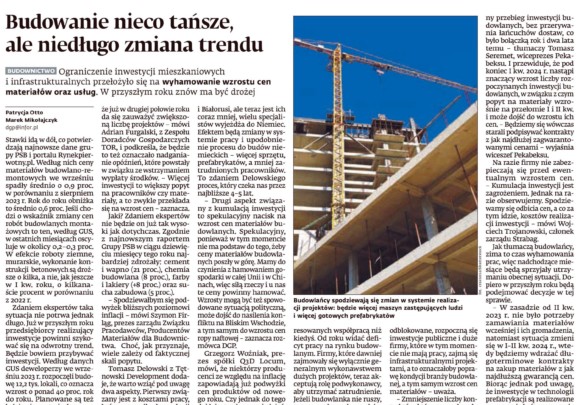 Dziennik Gazeta Prawna: Budowanie nieco tańsze, ale niedługo zmiana trendu