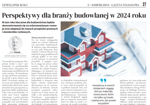 Gazeta Finansowa: Perspektywy dla branży budowlanej w 2024 roku